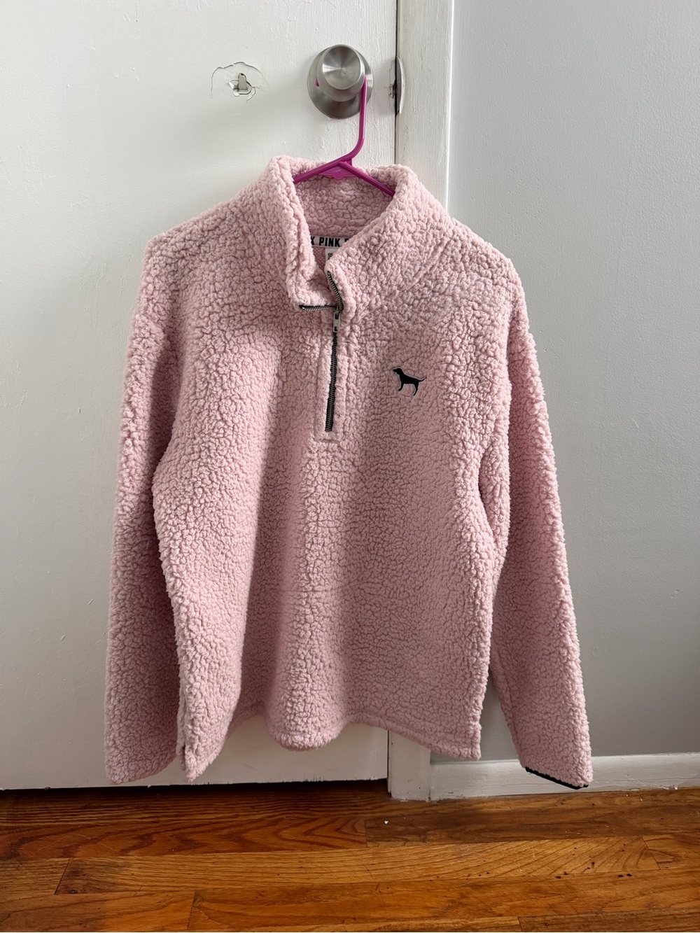PINK Victoria's Secret Plush Sherpa Half-Zip Pullover - Light Pink